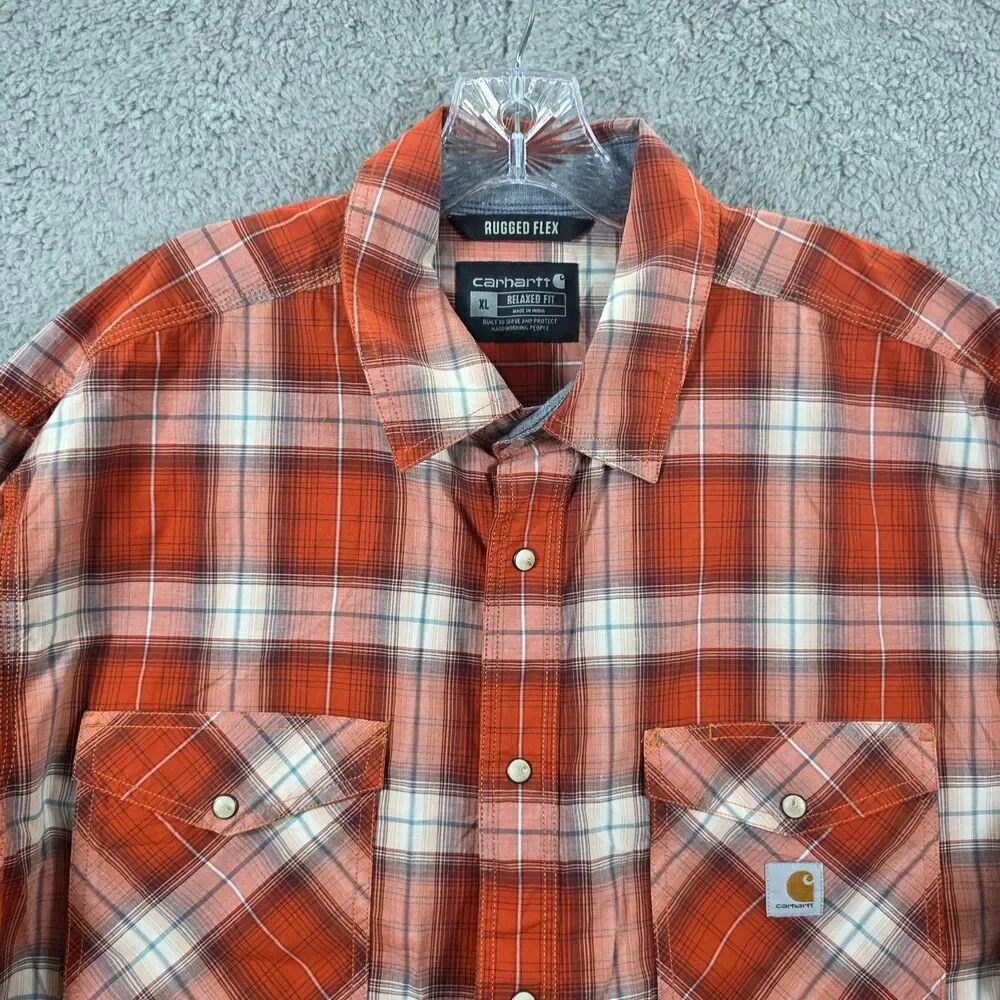 Carhartt Rugged Flex Relaxed Fit Long Sleeve Snap Button Shirt Men's Size XL